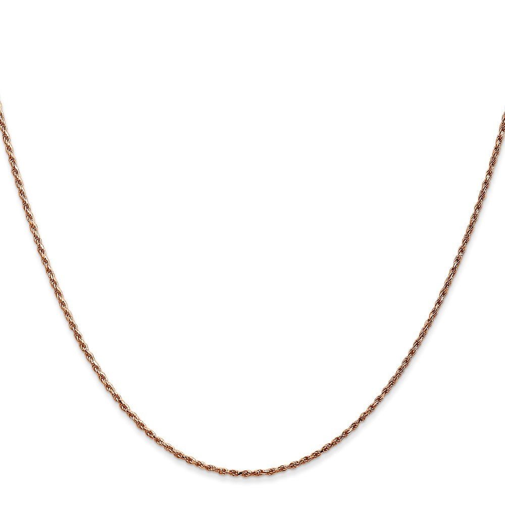14K Rose Gold 18 inch 1mm Diamond-cut Man Made Rope Chain Necklace