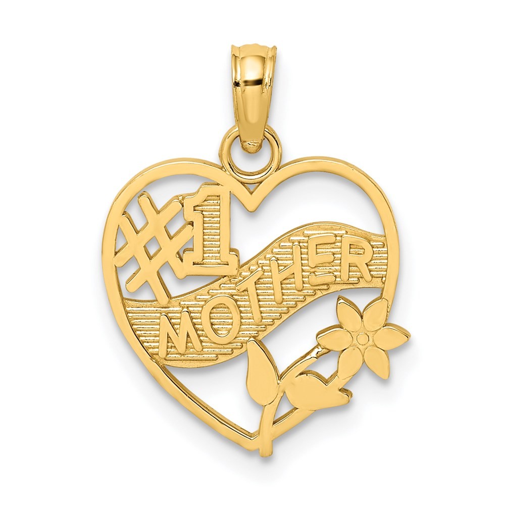 14k Yellow Gold #1 MOTHER in Heart Frame Charm