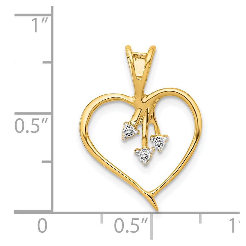 14k Yellow Gold Diamond Heart Pendant for Women