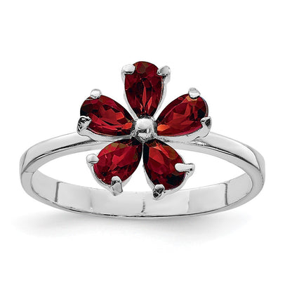 Sterling Silver Rhodium-plated Garnet Ring Size 6
