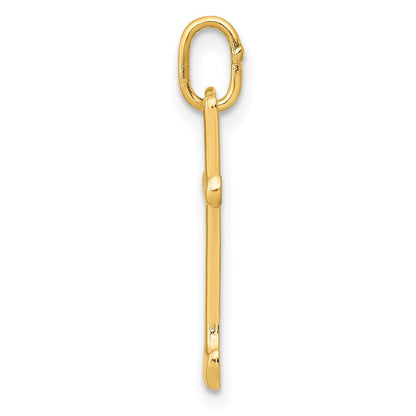 14k Yellow Gold Letter T Initial Charm Pendant for Women