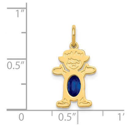 14k Yellow Gold Girl 6x4 Oval Genuine Sapphire-September Pendant for Women