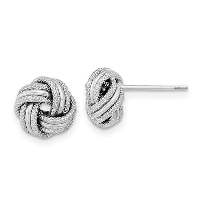 14k White Gold Polished Textured Triple Love Knot Stud Earrings Gift for Women