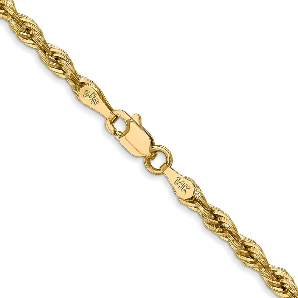14k Yellow Gold 16 inch 3mm Semi Solid Rope Chain Necklace