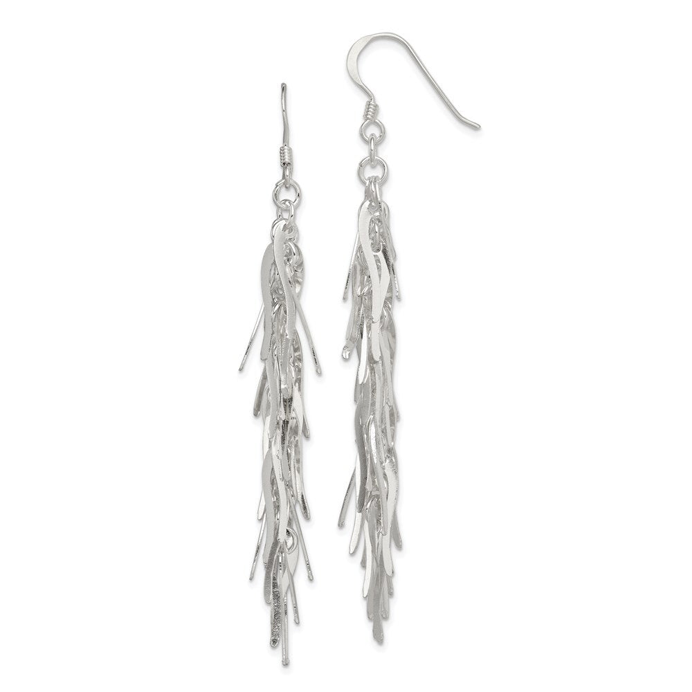 Sterling Silver Polished Fancy Drop Squiggle Dangle Earrings