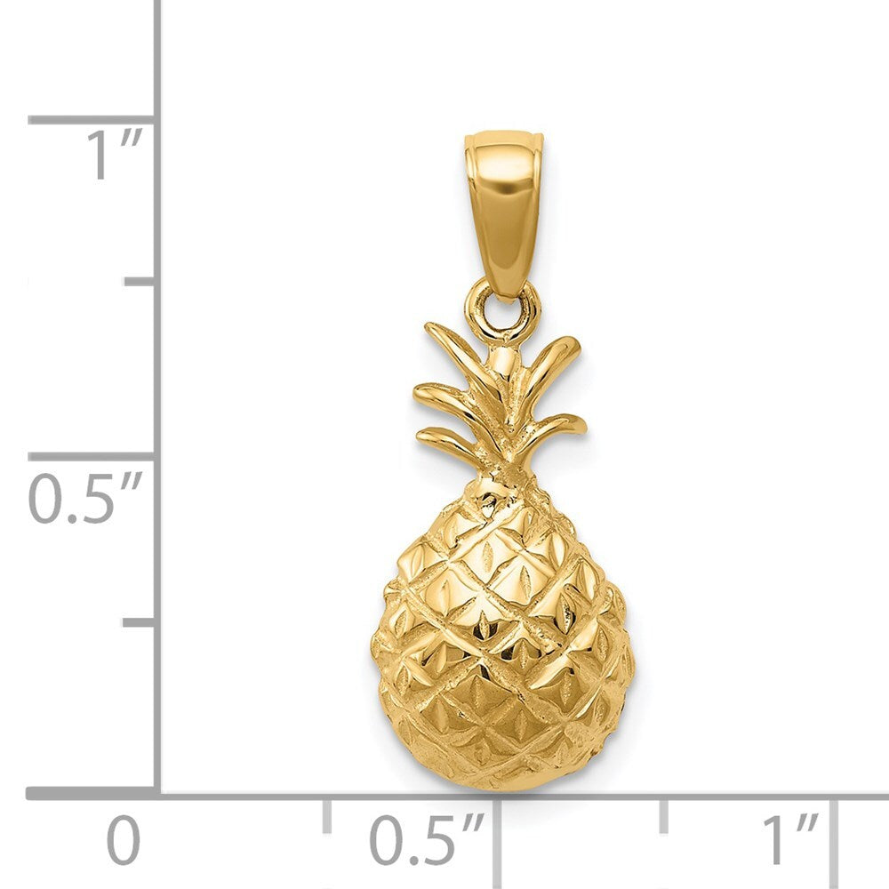 14k Yellow Gold Diamond-cut Pineapple Pendant for Women