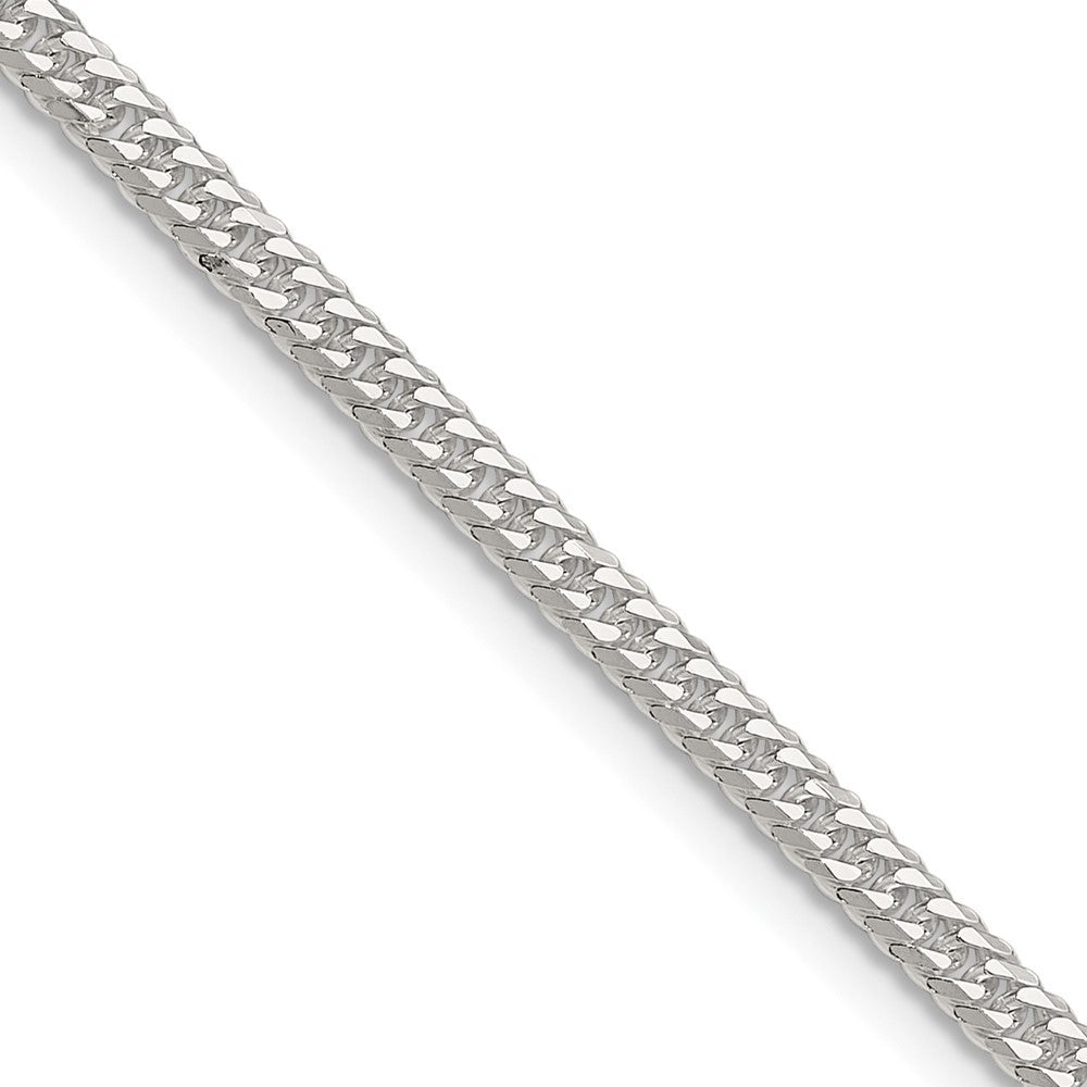 Sterling Silver Polished 3.0mm Double Diamond-cut Curb Chain Necklace