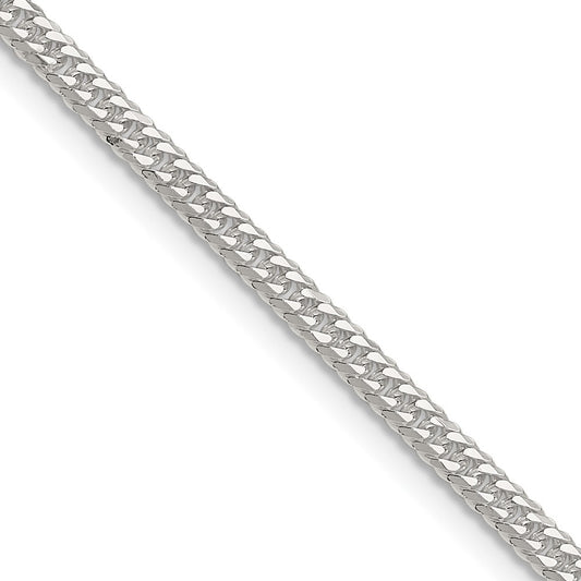 Sterling Silver Polished 3.0mm Double Diamond-cut Curb Chain Necklace