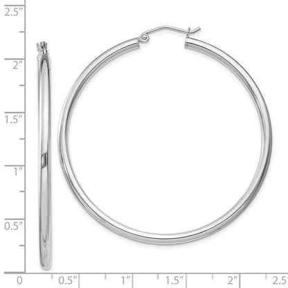 Sterling Silver Rhodium-plated 2.5mm Round Hoop Earrings