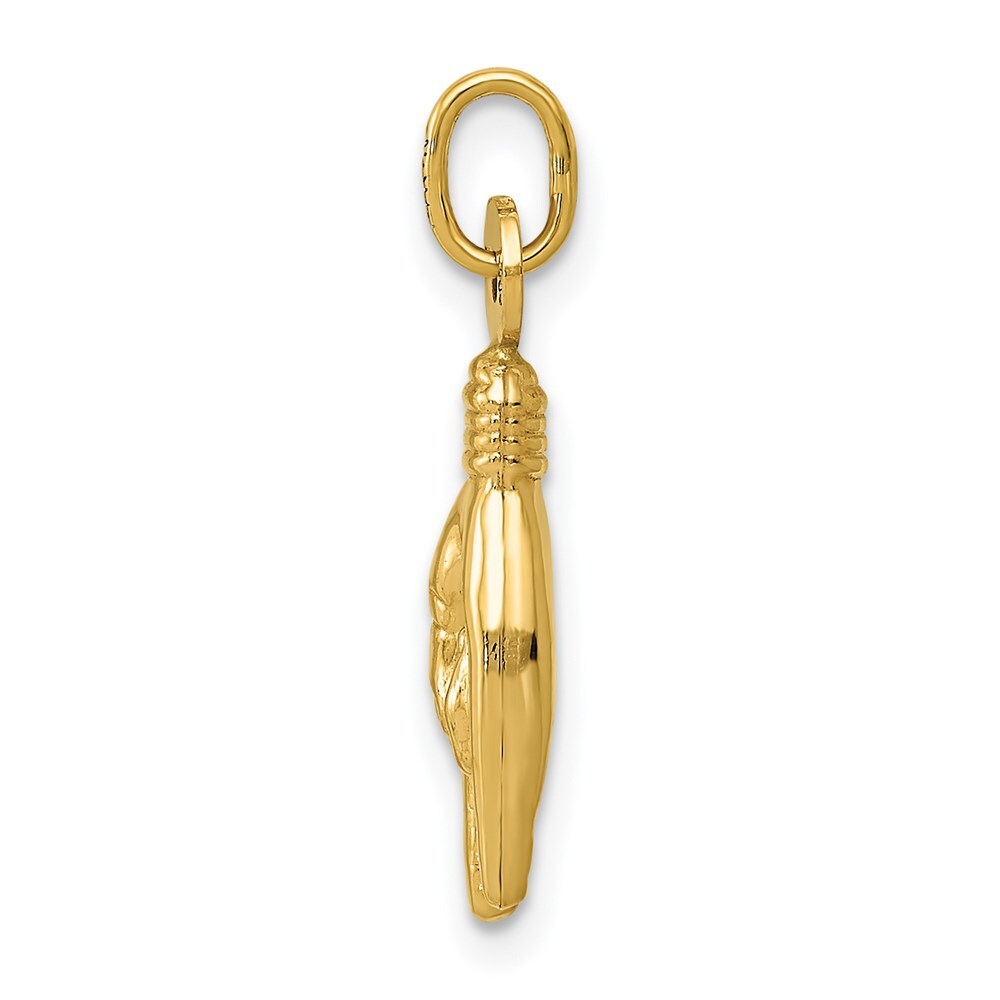 14k Yellow Gold 3D Rock On Sign Charm Pendant for Women