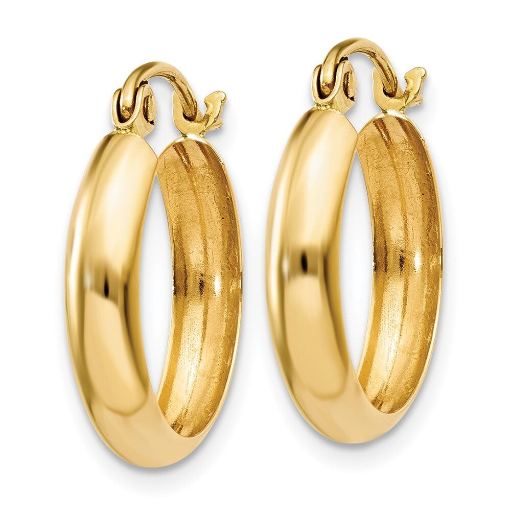 14k Yellow Gold Polished 3.5mm Hoop Earrings Gift for Women