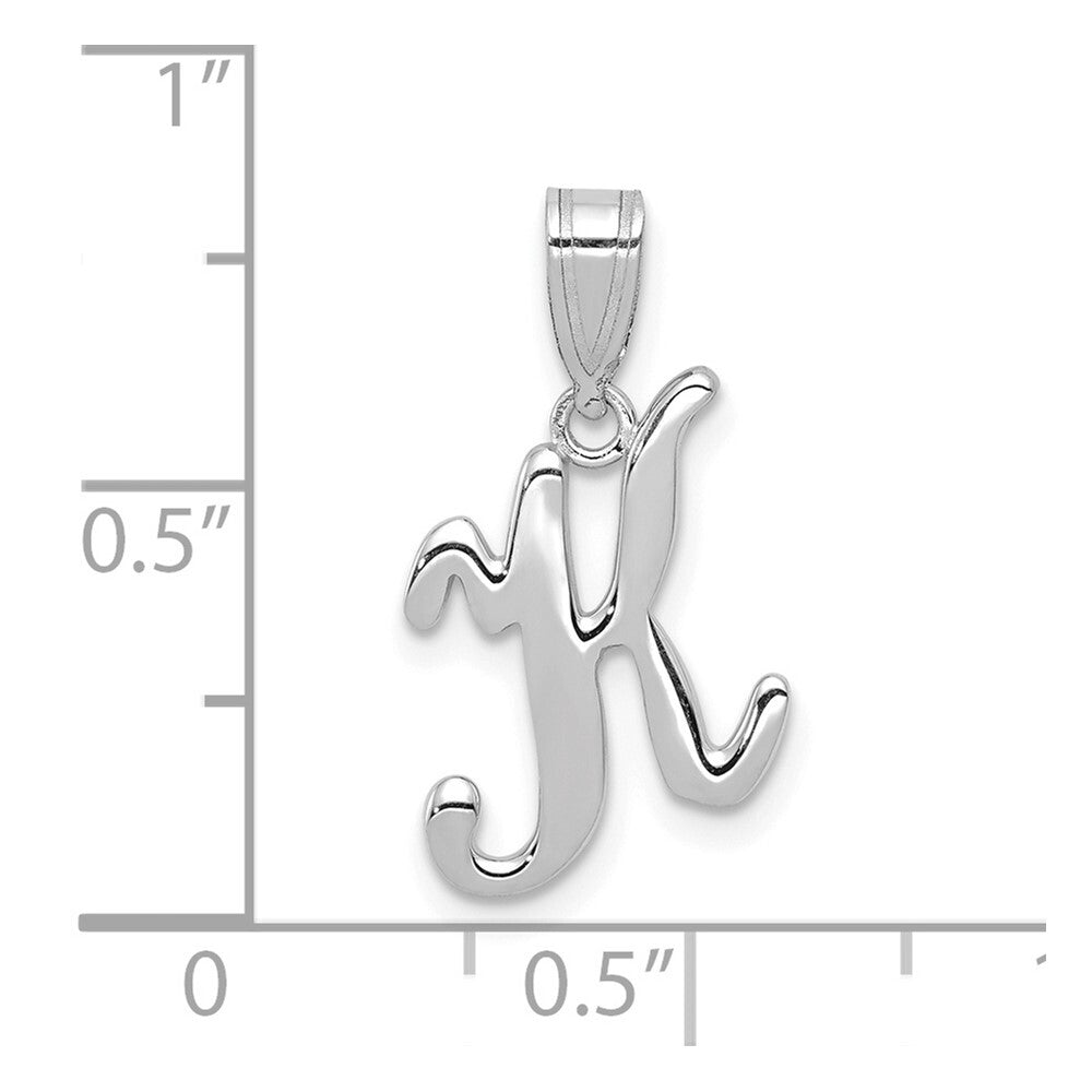 14k White Gold Script Letter K Initial Pendant for Women