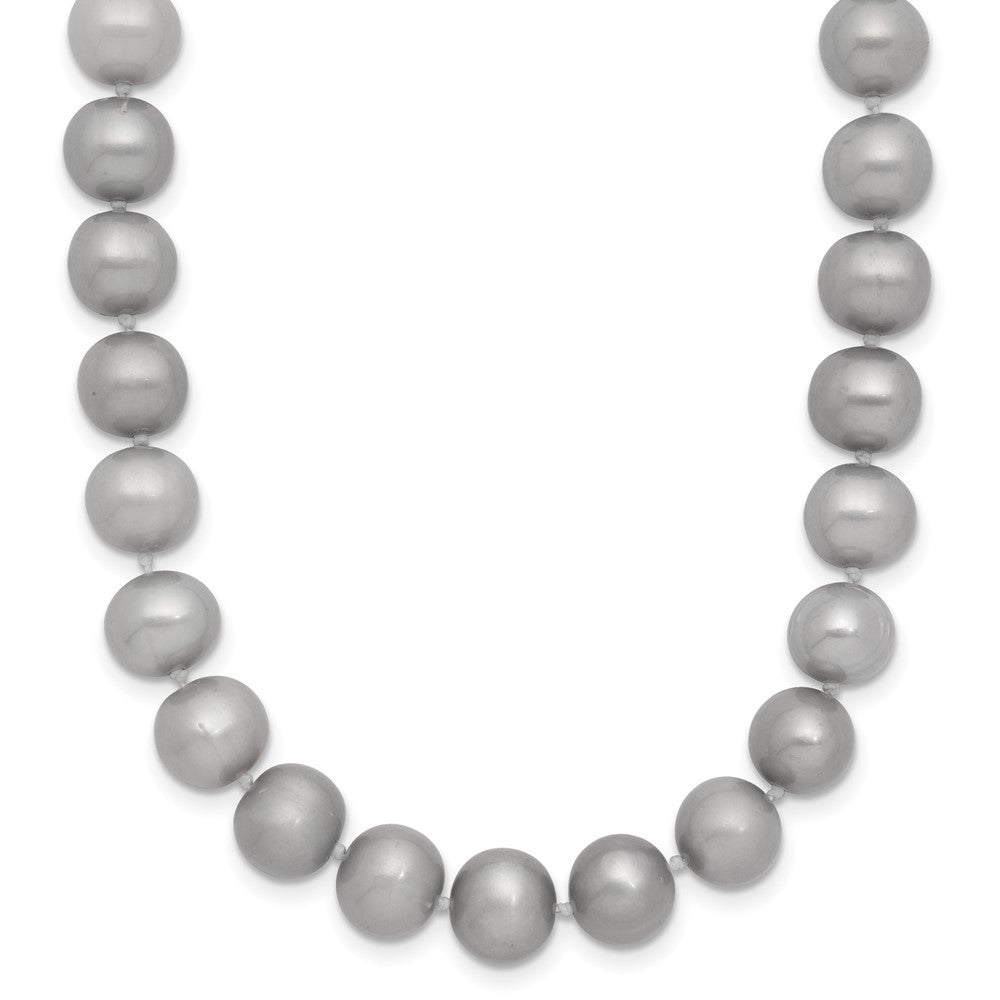 14k Yellow Gold 7-8mm Grey Near-Round Freshwater Cultured Pearl 18 inch Necklace