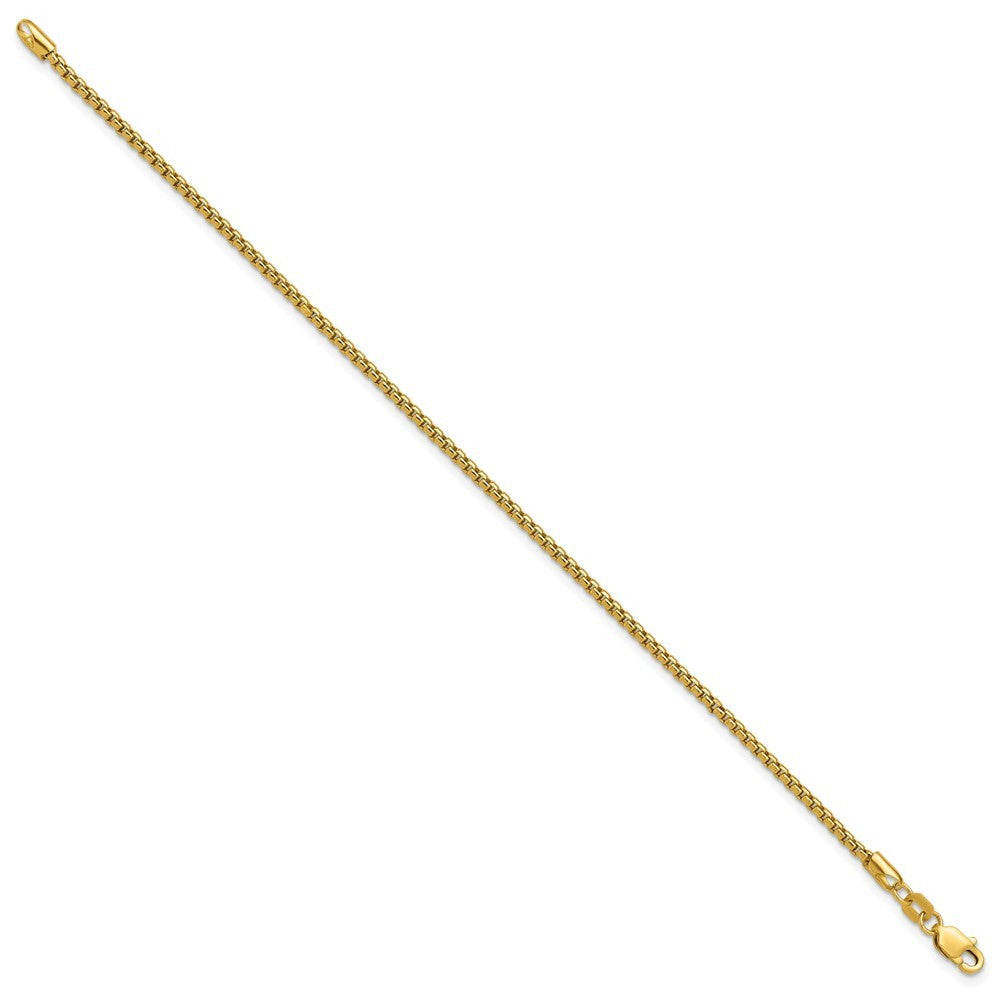 14k Yellow Gold 8 inch 1.75mm Semi-Solid Round Box Bracelet
