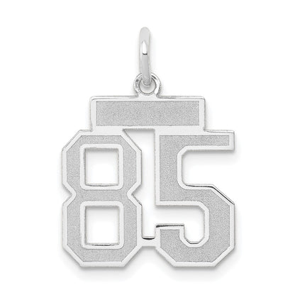14k White Gold Small Satin Number 85 Charm Pendant for Women