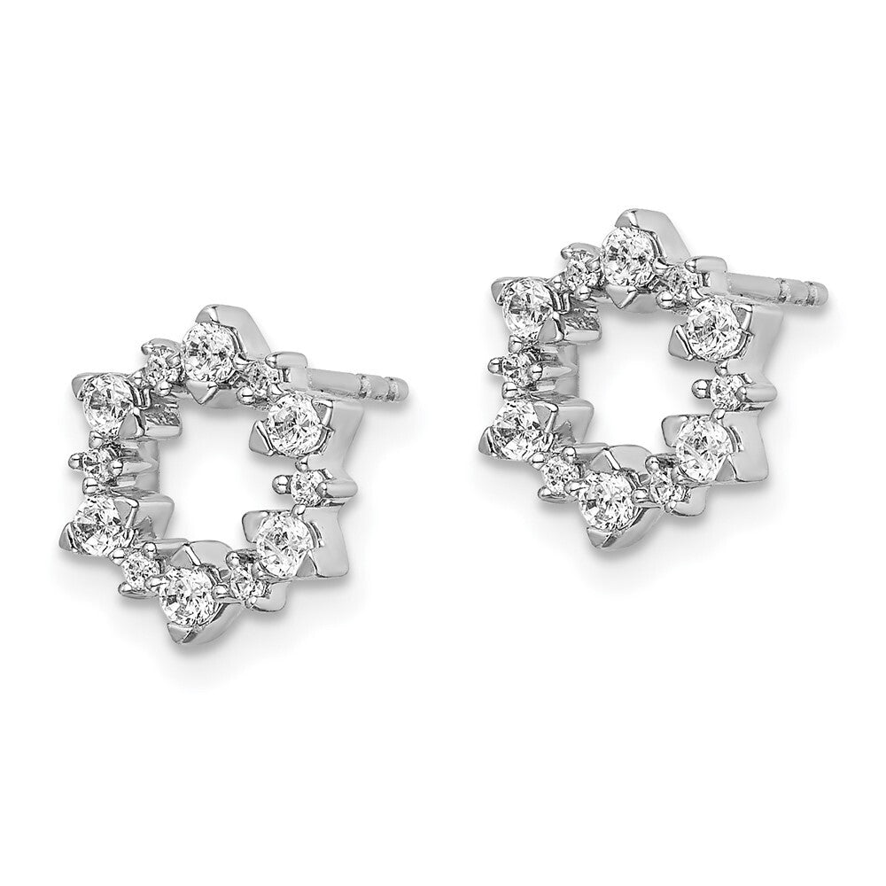 14k White Gold Diamond Fancy Sunburst Stud Earrings