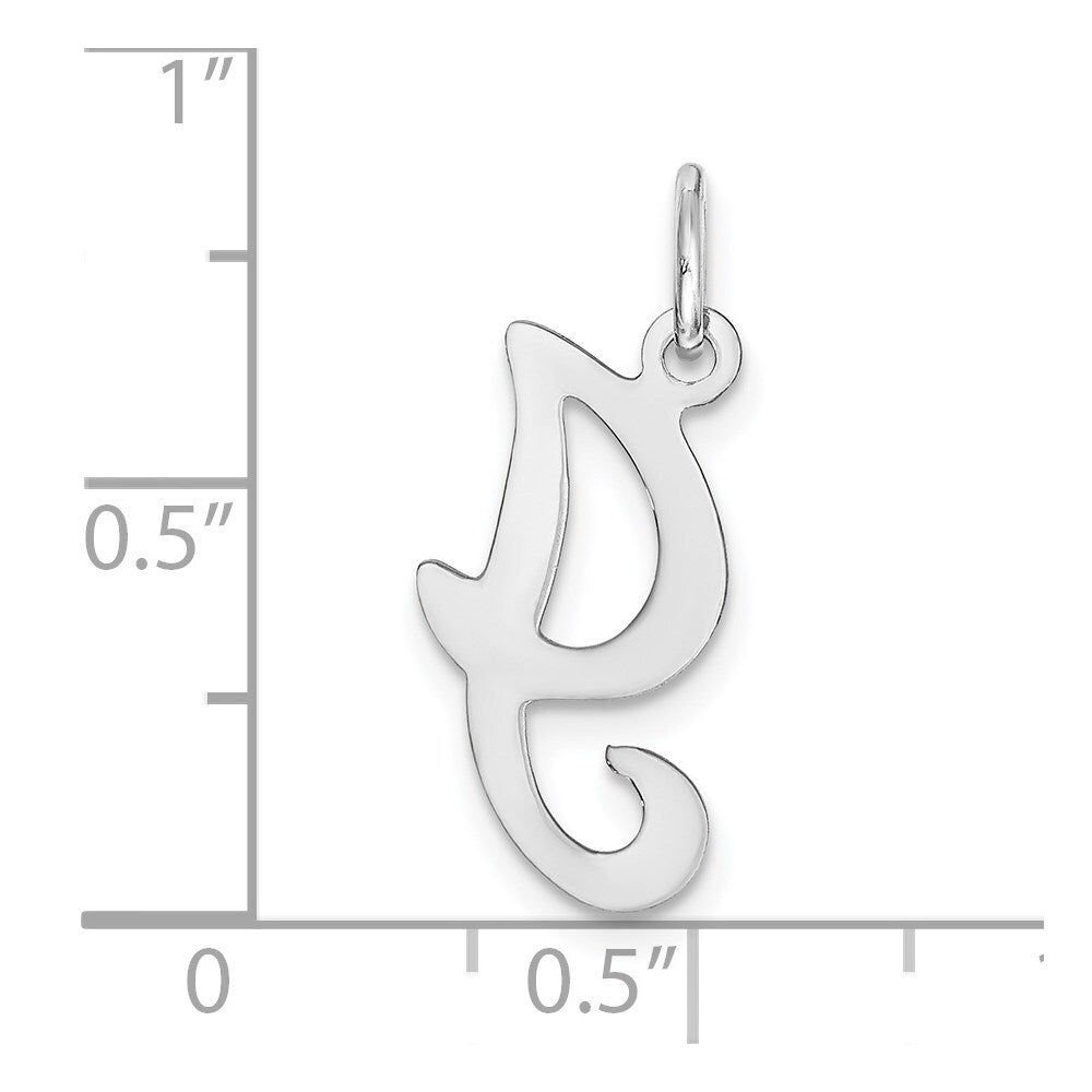 14k White Gold Script Letter I Initial Charm Pendant for Women