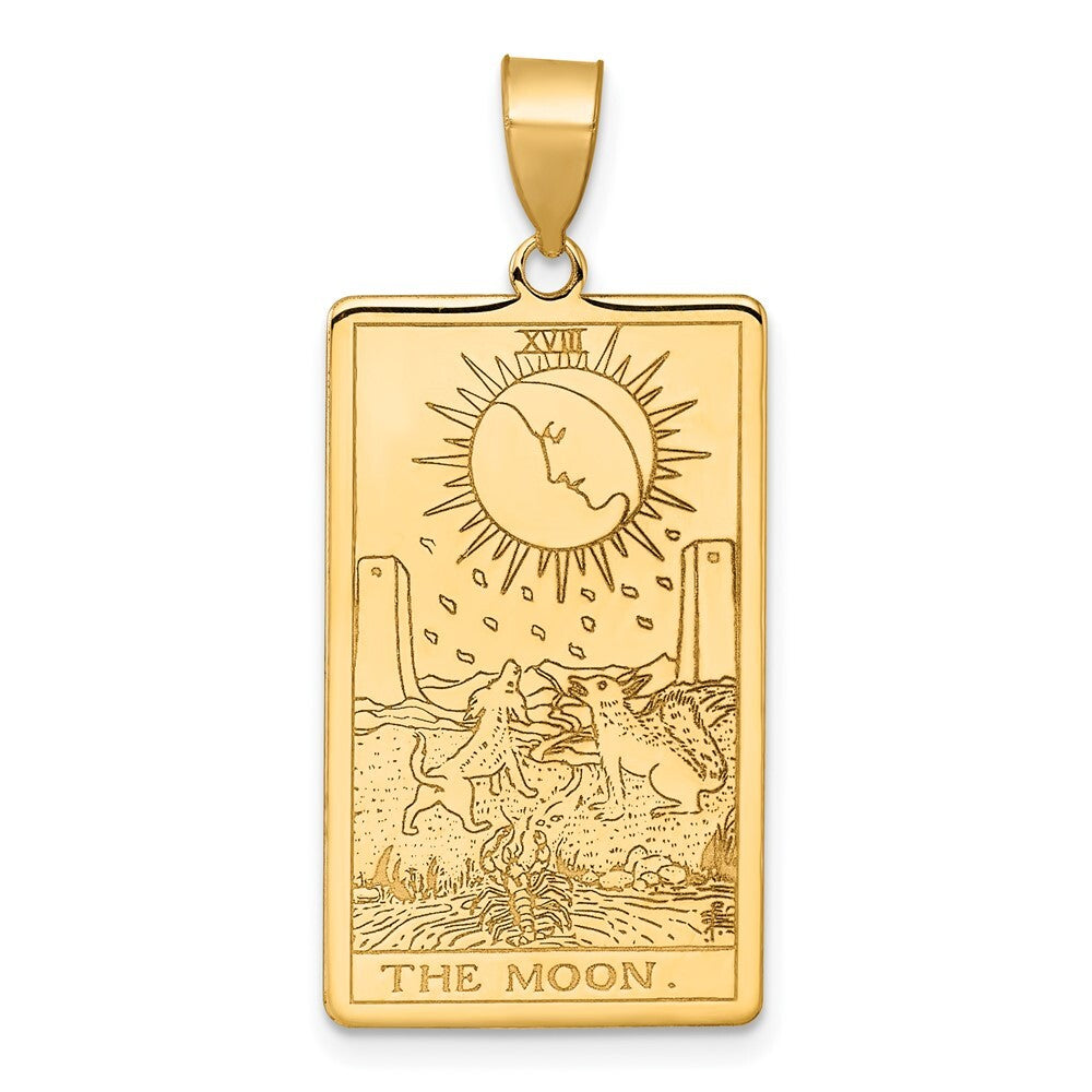 14k Yellow Gold The Moon Tarot Card Pendant for Women