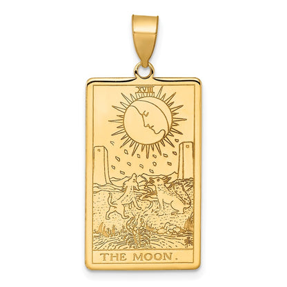 14k Yellow Gold The Moon Tarot Card Pendant for Women