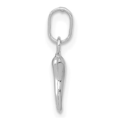 14k White Gold 3D Italian Horn Charm Pendant for Women