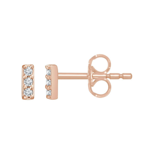 14k Rose Gold .05 CTW Natural Diamond Bar Stud Earrings Fine Jewelry for Women