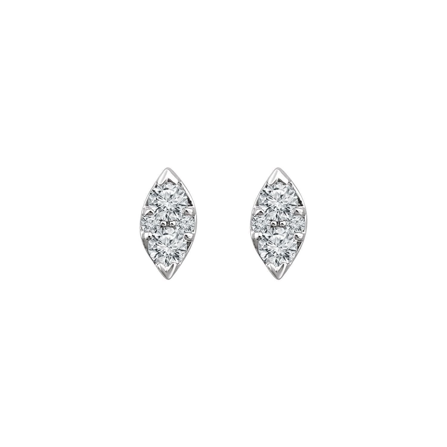 Gift for Mothers 14k White Gold 1/5 CTW Natural Diamond Cluster Stud Earrings