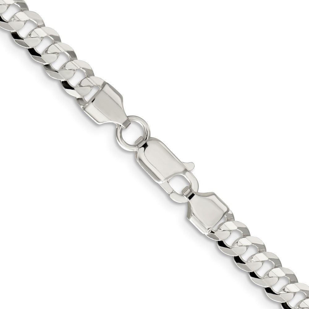 Sterling Silver 5.65mm Concave Beveled Curb Chain Necklace