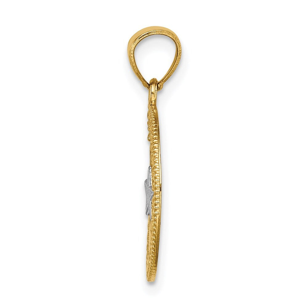 14k Yellow Gold Rhodium Star & Moon Pendant for Women
