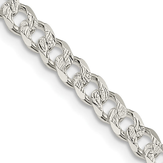 Sterling Silver 4.5mm Pav� Curb Chain Necklace