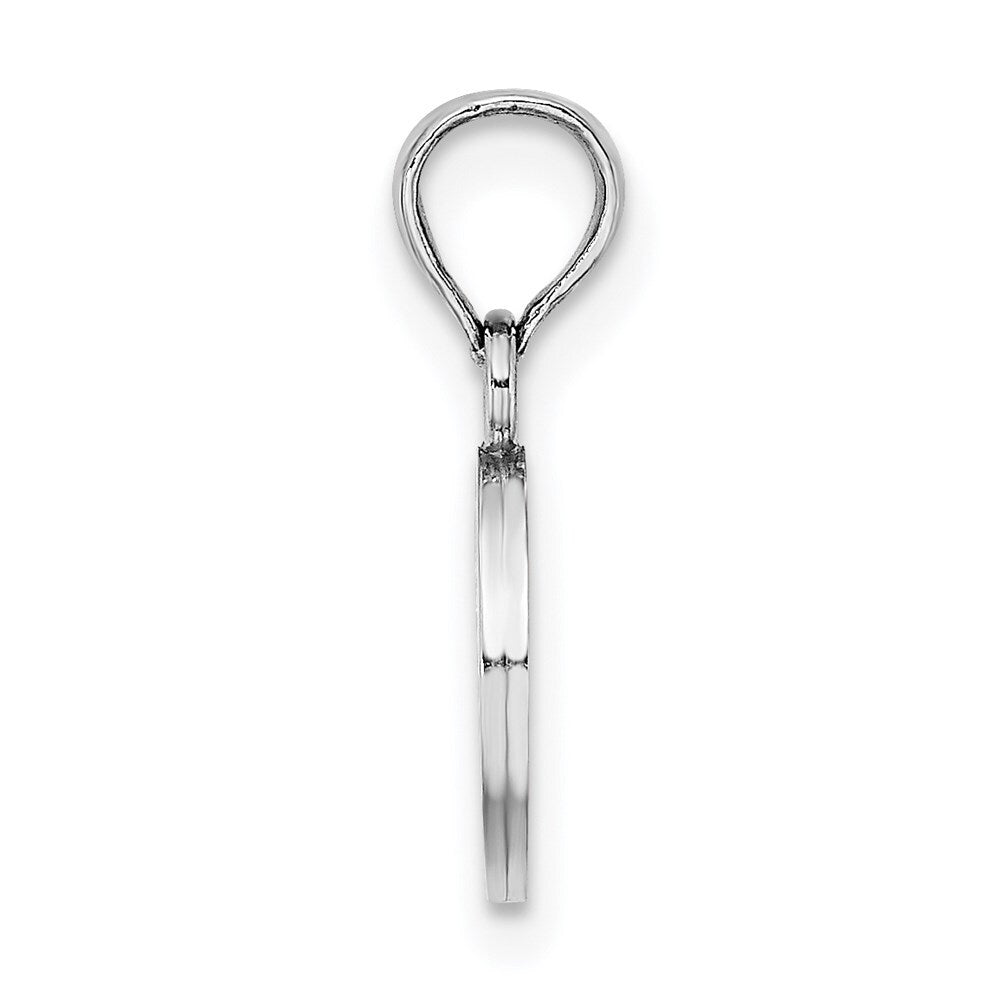 14k White Gold Polished Block Letter O Initial Pendant for Women