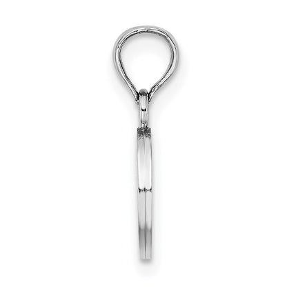 14k White Gold Polished Block Letter O Initial Pendant for Women
