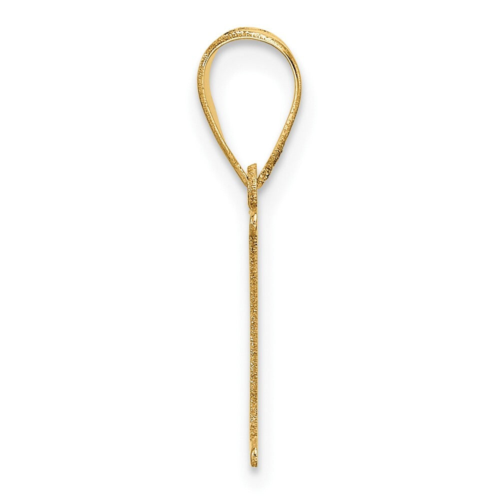 14k Yellow Gold Polished Etched Letter I Initial Pendant for Women