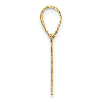 14k Yellow Gold Polished Etched Letter I Initial Pendant for Women