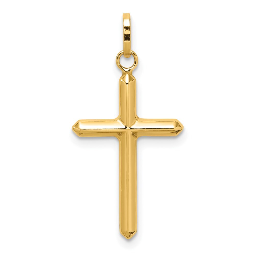 14k Yellow Gold Polished Hollow Latin Cross Charm Pendant for Women
