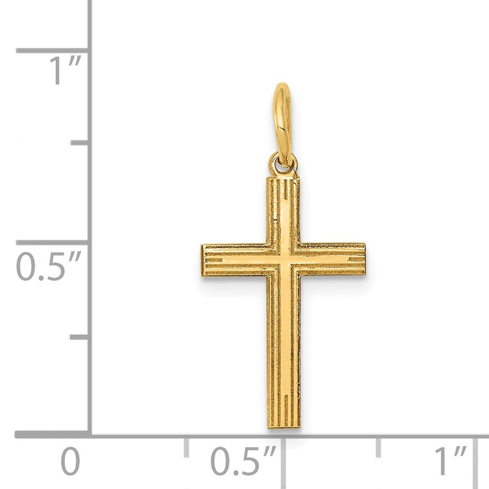 14k Yellow Gold Laser Designed Cross Charm Pendant
