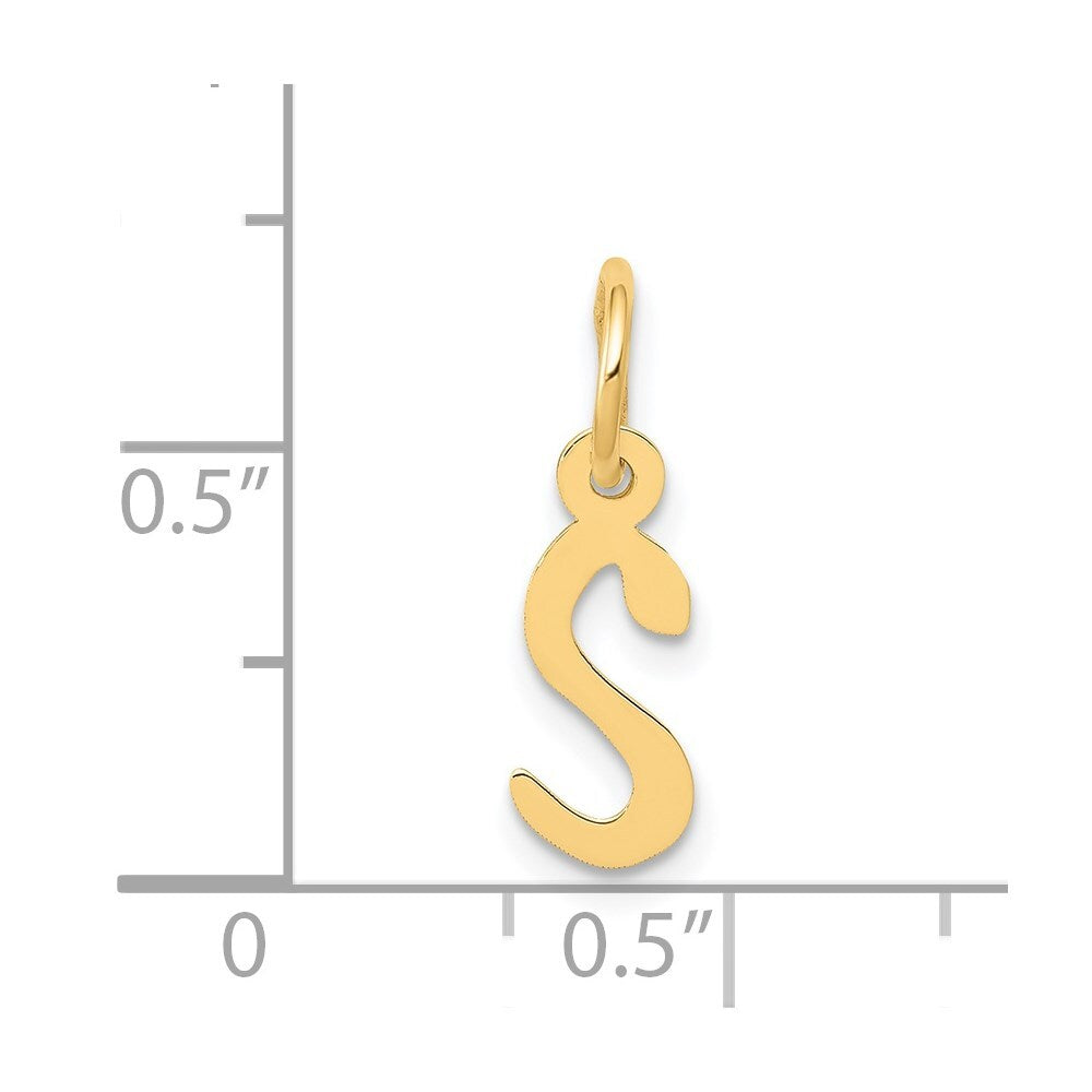 14k Yellow Gold Small Slanted Block Letter S Initial Charm Pendant for Women