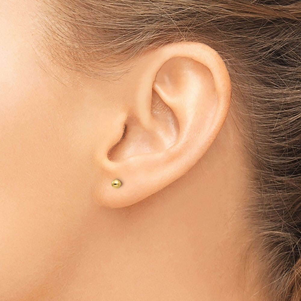 14k Yellow Gold 3mm Ball Push On and Screw Off Screwback Stud Earrings