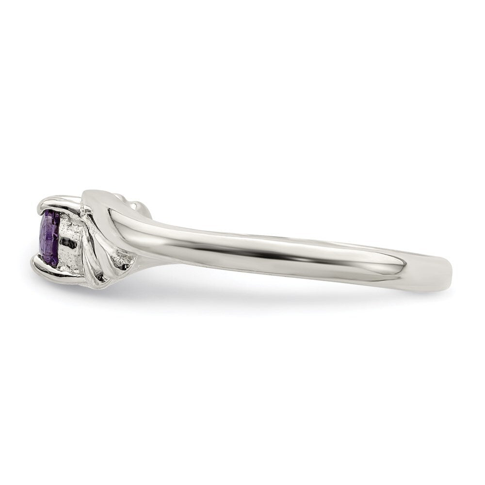 Sterling Silver Purple Oval Cubic Zirconia Ring Size 8
