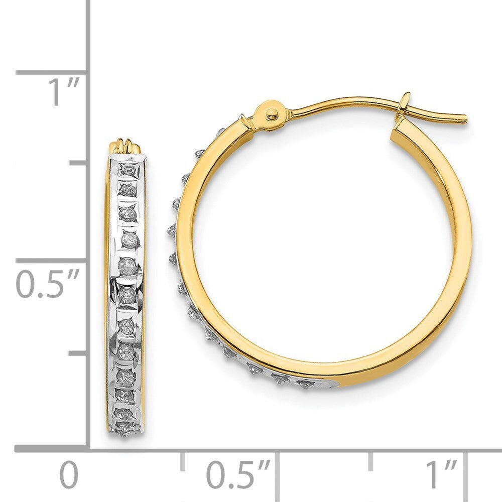 14k Yellow Gold Diamond Fascination Round Hinged Hoop Earrings Gift for Women