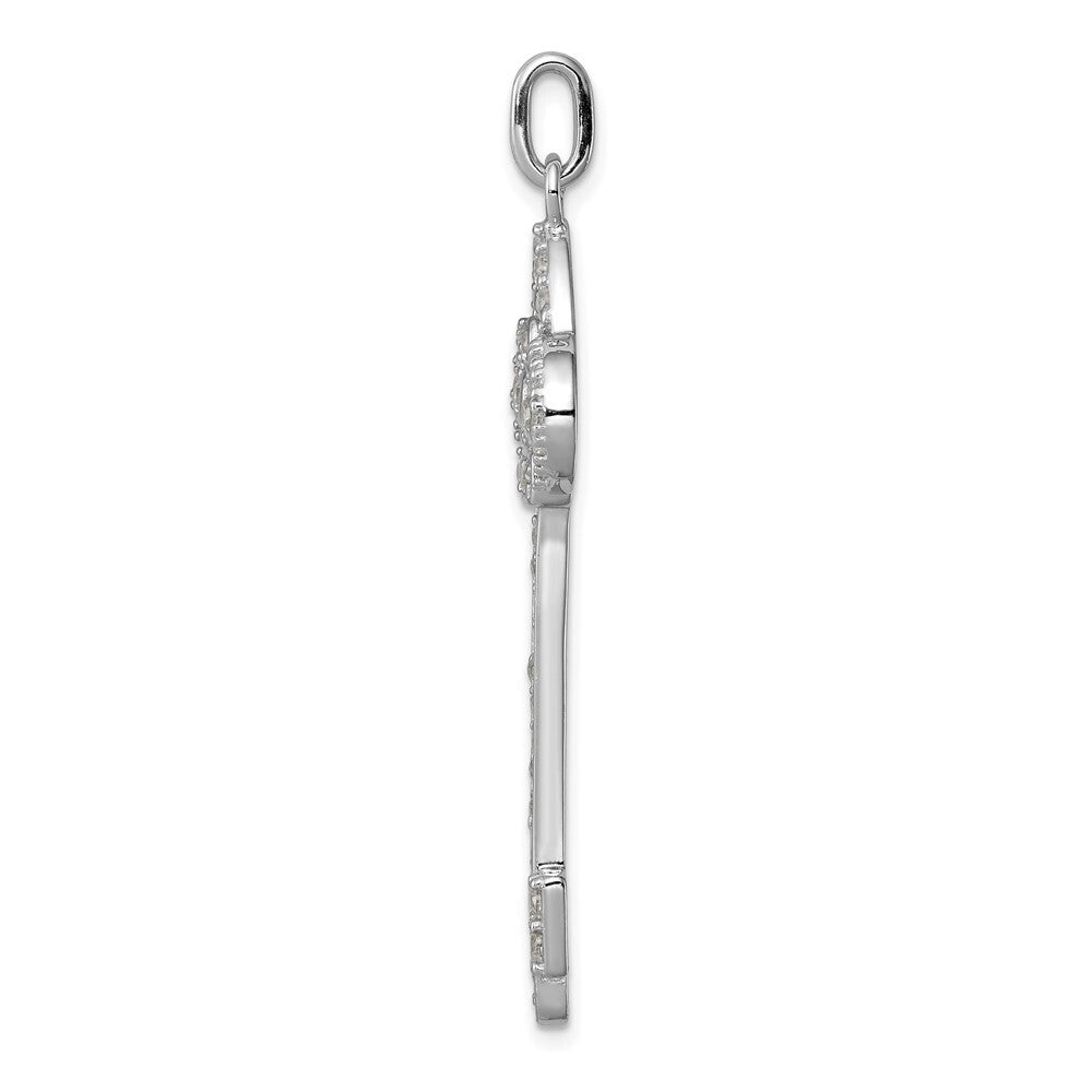 Sterling Silver Rhodium-plated and Cubic Zirconia Key Pendant