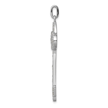 Sterling Silver Rhodium-plated and Cubic Zirconia Key Pendant