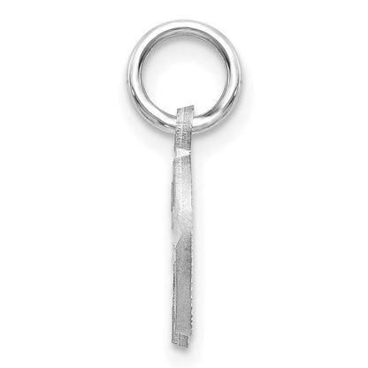 14K White Diamond-cut Letter D Initial Charm