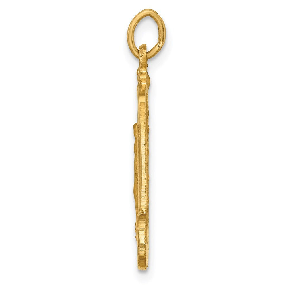 14k Yellow Gold Solid Polished Satin Large Rectangle Framed Miraculous Medal