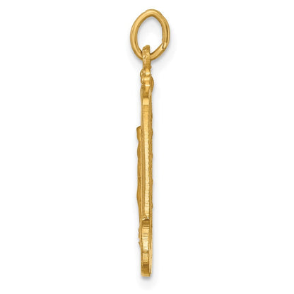 14k Yellow Gold Solid Polished Satin Large Rectangle Framed Miraculous Medal