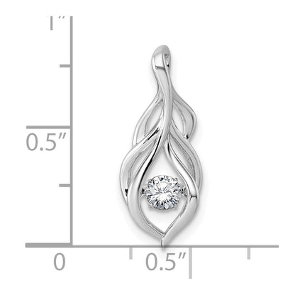 Sterling Silver Dangle Vibrant Moving Cubic Zirconia Open Teardrop Swirl Pendant