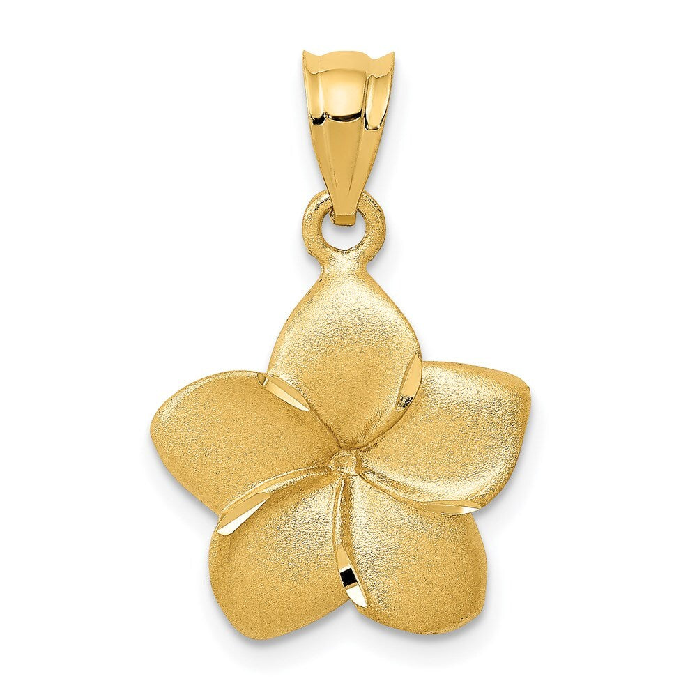14k Yellow Gold Plumeria Floral Charm Pendant Pendant for Women