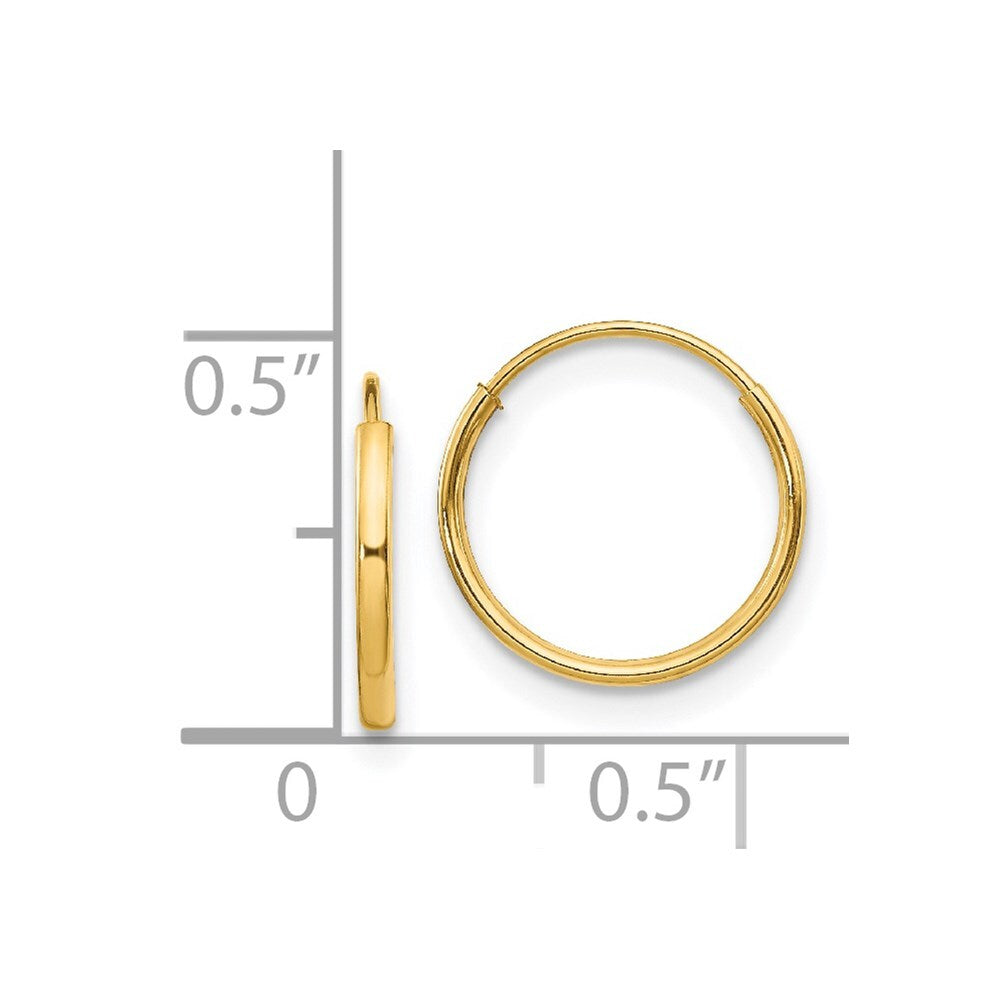 14k Yellow Gold Endless Hoop Earrings Gift for Women