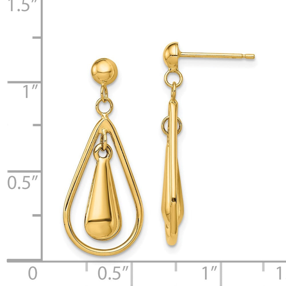 14k Yellow Gold Polished Dangle Earrings