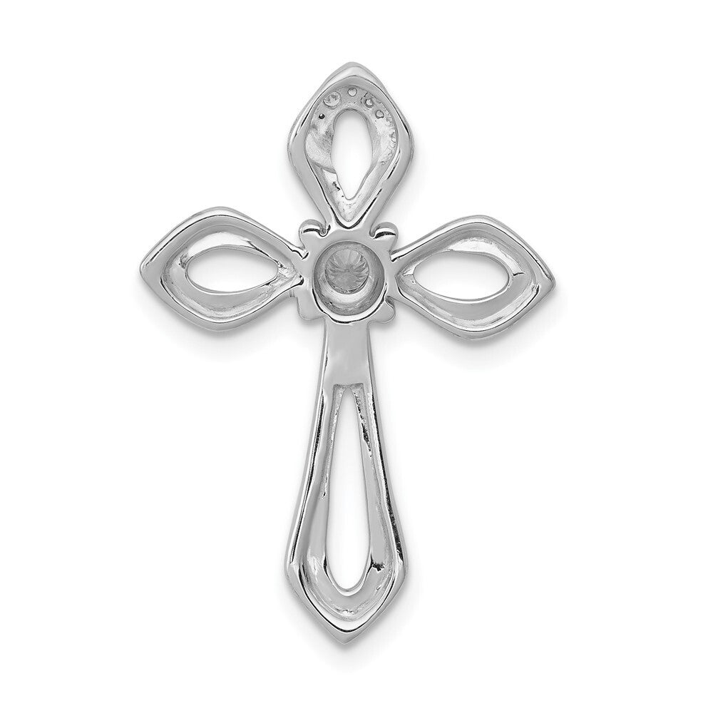14k White Gold 1/8ct. Diamond Cross Chain Slide Pendant for Women