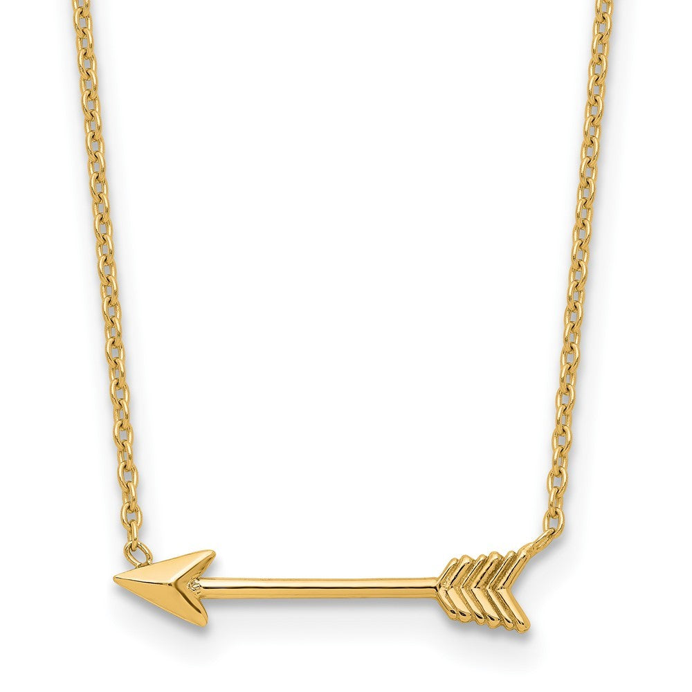 14k Yellow Gold Polished Arrow 17 inch Necklace